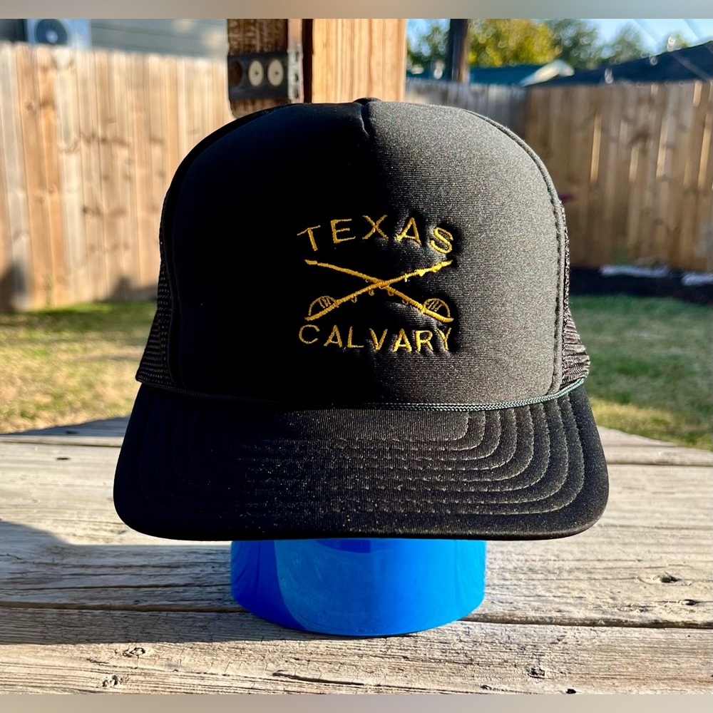 Embroidered Texas Calvary Black Trucker Style Rope SnapBack Hat Vintage